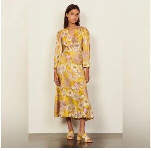 Sandro Giorgia Silk Floral Midi Dress